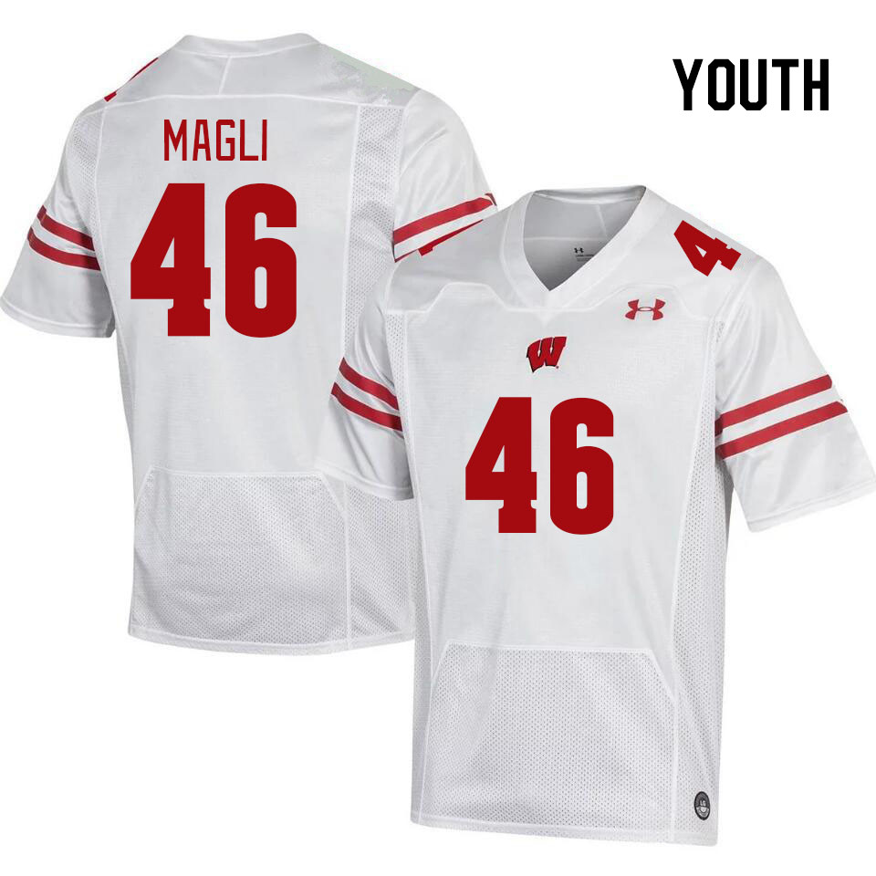 Youth #46 Deven Magli Winsconsin Badgers College Football Jerseys Stitched Sale-White